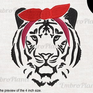 Tiger With Bandana - Design for Embroidery Machine Instant Download digital file stitch sign icon symbol cartoon bandanna head face 1350e