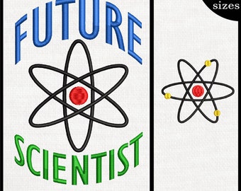 Future Scientist Atom Embroidery Design – Instant Download (Digital File)