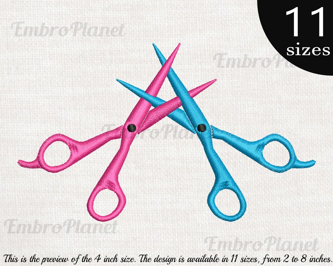 Crossed Scissors Design for Embroidery Machine Instant Download Digital