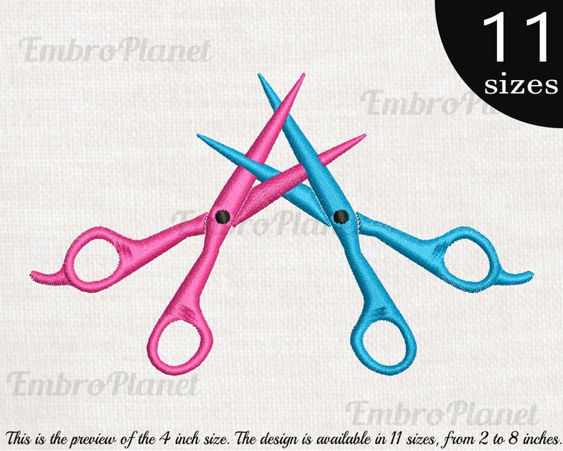 Crossed Scissors Design for Embroidery Machine Instant Etsy