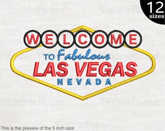 Las Vegas Text - Design for Embroidery Machine Instant Download digital embroidering files stitch Welcome to fabulous Nevada text 126e