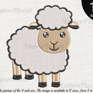Sheep - Design for Embroidery Machine Instant Download digital file stitch sign icon symbol pattern cartoon cute farm animal 1072e