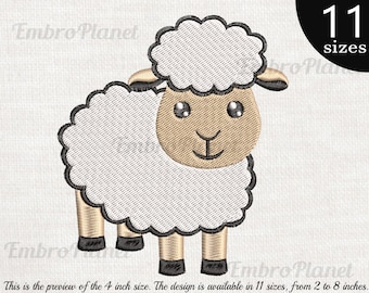 Sheep - Design for Embroidery Machine Instant Download digital file stitch sign icon symbol pattern cartoon cute farm animal 1072e