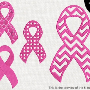 Breast Cancer Ribbons - Design for Embroidery Machine Digital Graphic File Stitch Instant Download Commercial Use charity chevron 73e