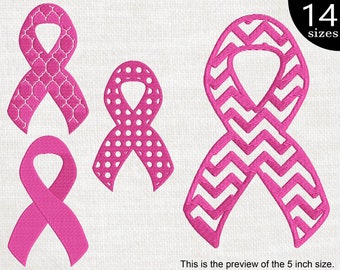 Breast Cancer Ribbon Embroidery Designs - 14 Sizes (Digital Download)