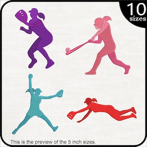 Softball girls - Designs for Embroidery Machine Instant Download Digital File Graphic Stitch baseball play game sport 577e