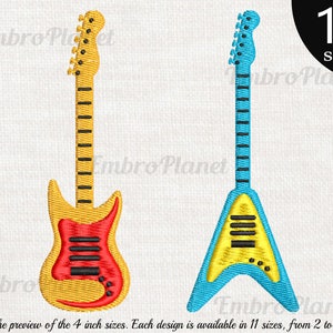 Guitars - Designs for Embroidery Machine Instant Download digital file stitch icon symbol cartoon patter music instrument rock country 168e