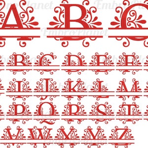 Split Full Alphabet Vintage Regal V2 - Designs for Embroidery Machine Instant Download Digital Graphic Design 1631e