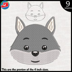 Wolf Head - Design for Embroidery Machine Instant Download digital file stitch sign icon symbol pattern cartoon animal head face 1268e