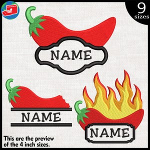 Split Hot Chili - Designs for Embroidery Machine Instant Download digital embroidering files stitch  split name frame hot 665e