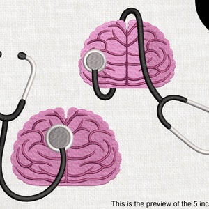 Brain And Stethoscope - Design for Embroidery Machine Instant Download digital embroidering file stitch cartoon neurologist neurology 1626e