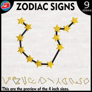Zodiac Signs - Designs for Embroidery Machine Instant Download digital embroidering files stitch celestial mystic astro night sky 1881e