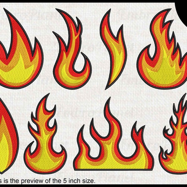 Fires With Outline - Designs for Embroidery Machine Instant Download digital file stitch cartoon fire 1717e