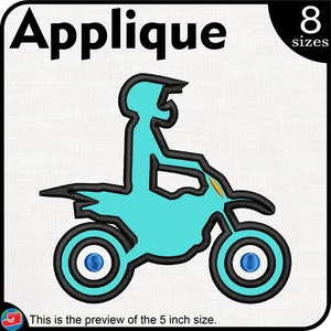 Applique Motocross - Design for Embroidery Machine Instant Download digital embroidering files stitch motorbike rider dirt bike race 940e