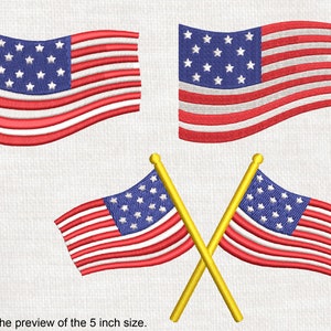 American Flags - Designs for Embroidery Machine Instant Download digital embroidering file stitch cartoon flag USA 1584e