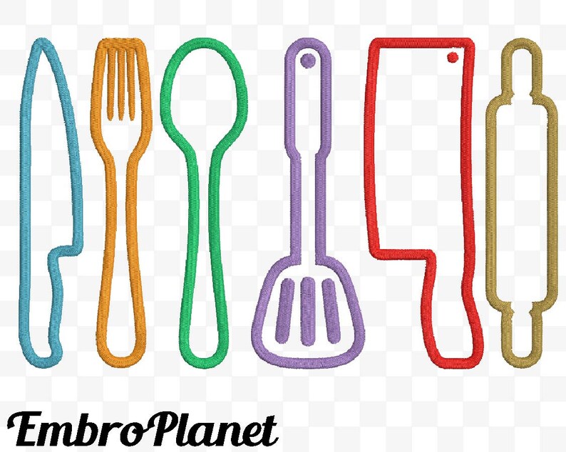 Kitchen Utensils Designs for Embroidery Machine Instant Etsy