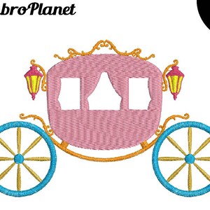 プリンセス キャリッジ - 刺繍機用デザイン 即時ダウンロード デジタル グラフィック ファイル ステッチ 4x4 5 x 7 インチ フープ カート ワゴン フェアリー 515e