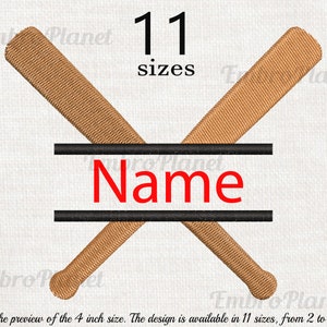 Split Crossed Baseball Bats - Design for Embroidery Machine Instant Download digital file stitch sign icon symbol pattern cartoon bat 1091e