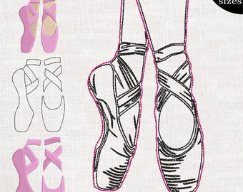 Ballet Shoes Embroidery Design – Dance, Elegant (Digital Download)