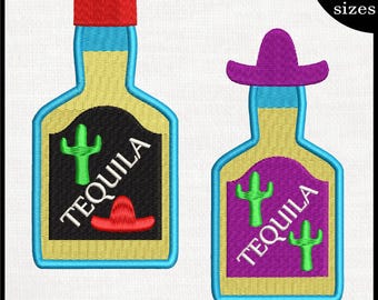 Tequila Bottle Embroidery Design – Mexican Graphic (Digital Download)