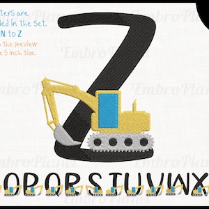 Escavadeira letras N a Z - Projetos para máquina de bordar Download instantâneo de arquivos de bordado digital ponto letra inicial do alfabeto 1759e