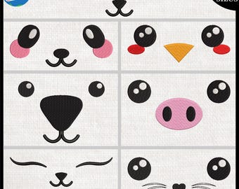 Animal Faces Embroidery Designs – Machine Embroidery Patterns (Digital Download) kawaii