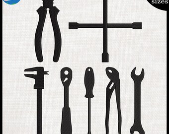 Tool Embroidery Designs - Mechanic Tools, Vintage Style (Digital Download)