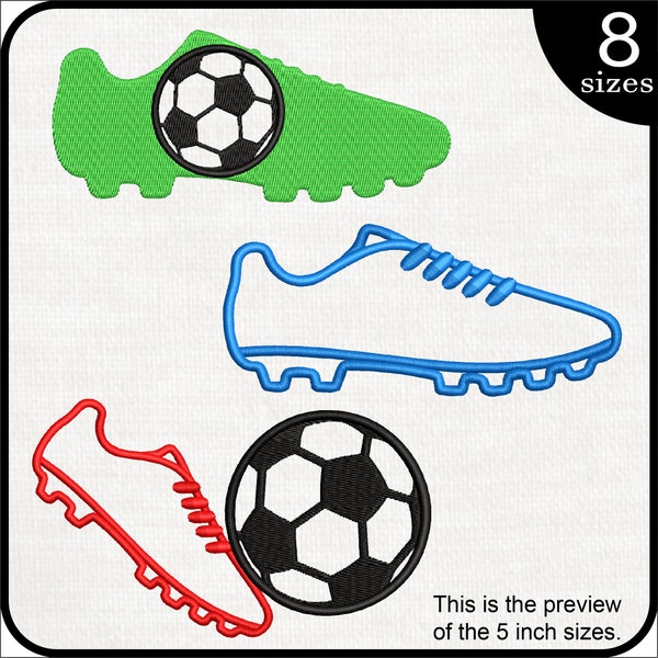 Soccer Shoes  - Designs for Embroidery Machine Instant Download digital embroidering files stitch play ball hit shoe outline 100e