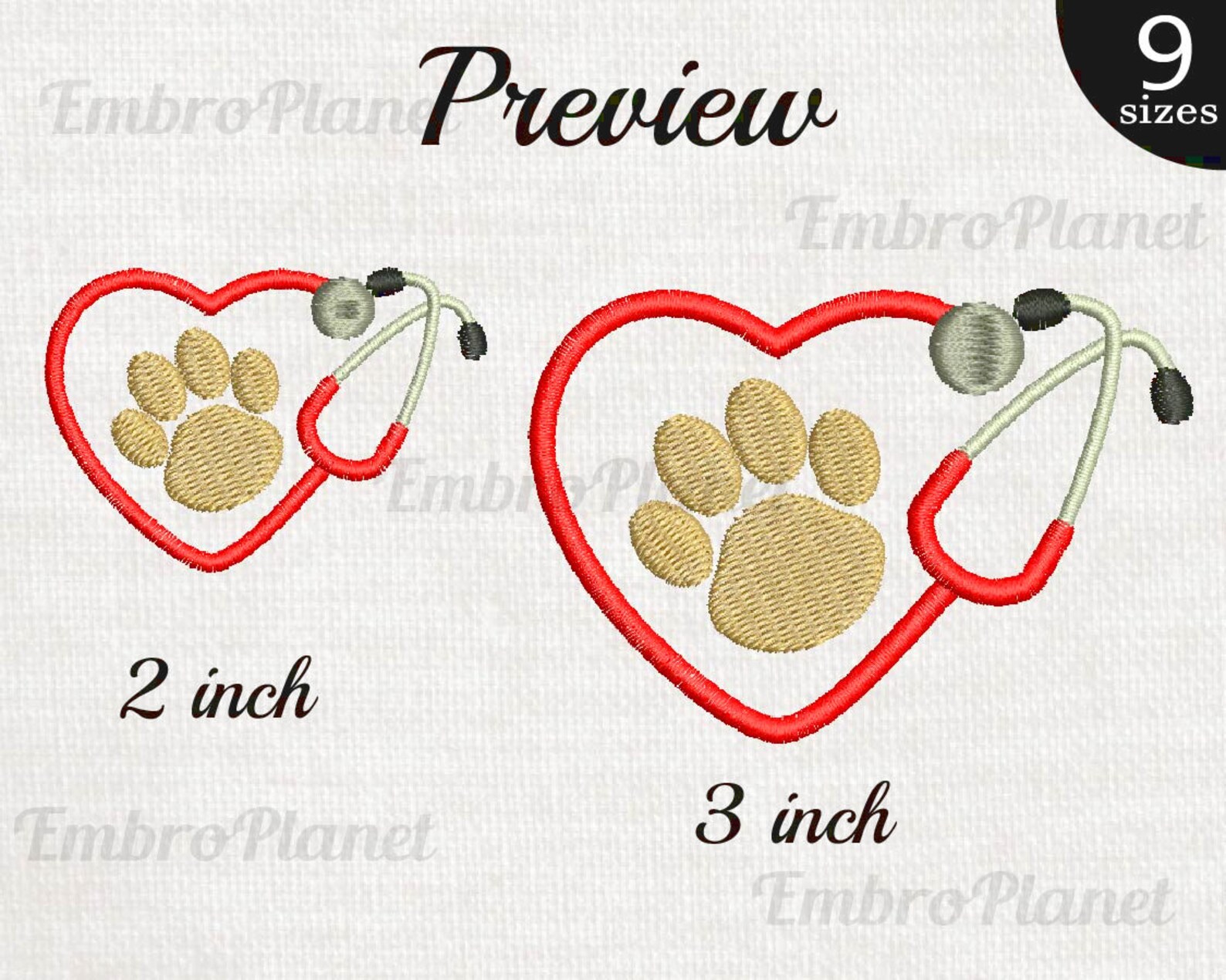 Cute Heart Paw Stethoscope Design for Embroidery Machine Etsy