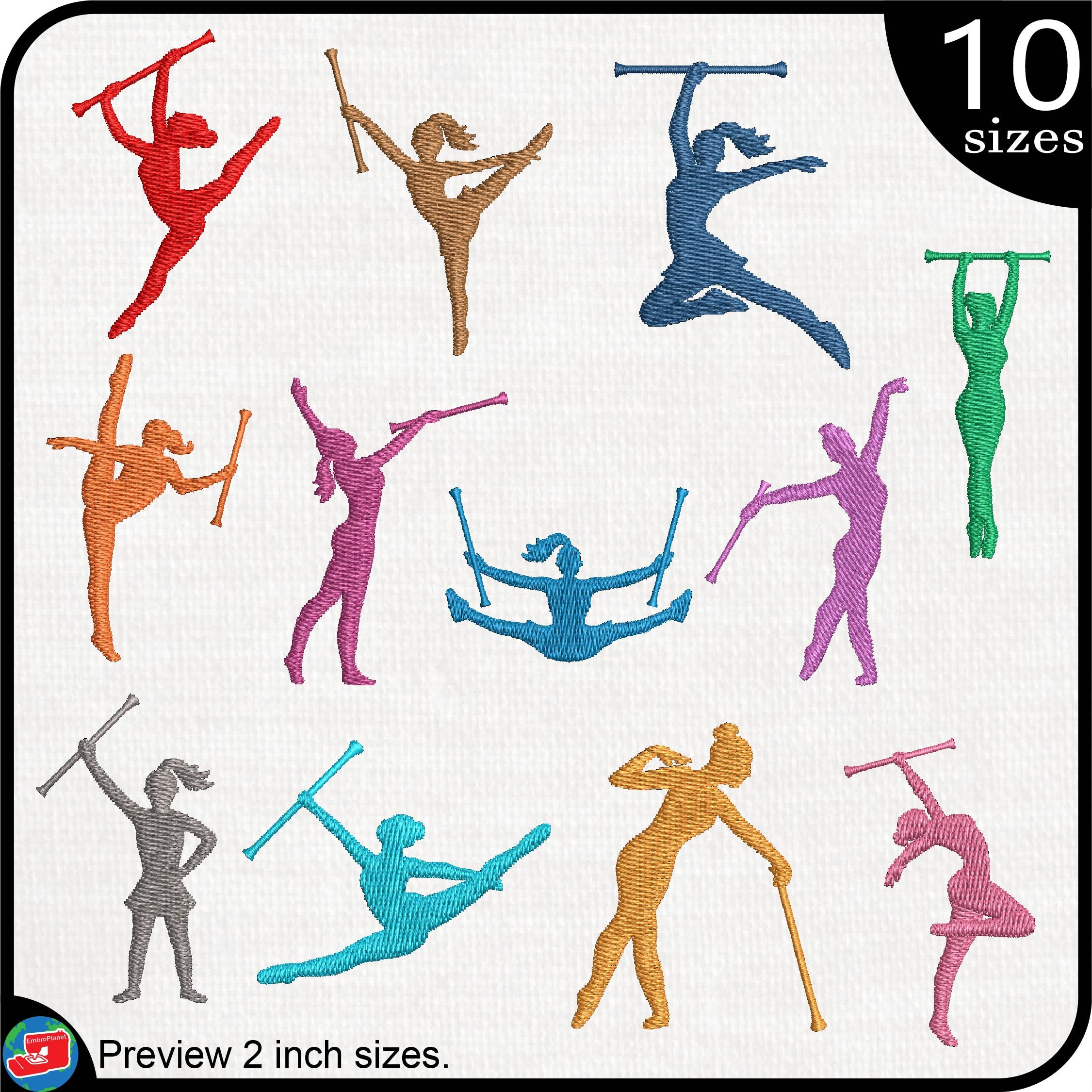 Baton Twirling Girls - Designs for Embroidery Machine Instant Download ...