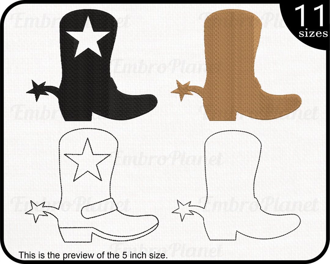 【COLOR iN ID】embroidery pattern western boots Cowboy Boots - Designs for Embroidery Machine Instant