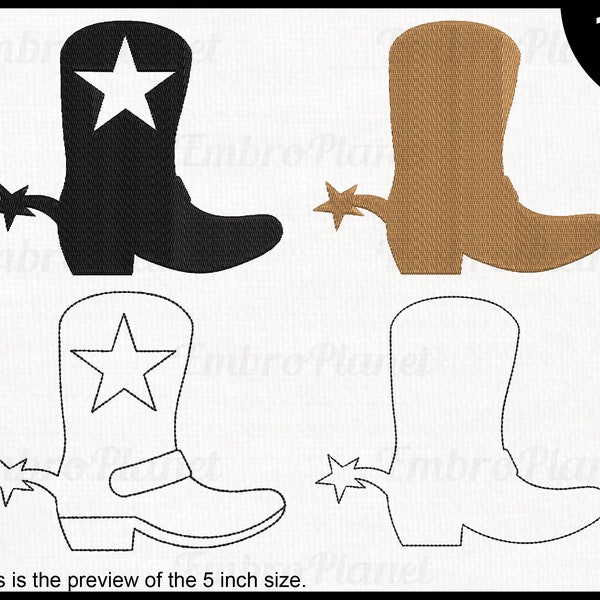 Cowboy Boots - Designs for Embroidery Machine Instant Download digital embroidering files stitch shoe western brown leather 1746e