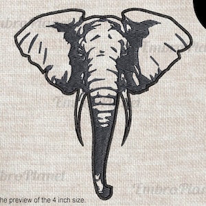 Elephant - Design for Embroidery Machine Instant Download digital file stitch sign icon symbol cartoon safari jungle animal big head 1360e