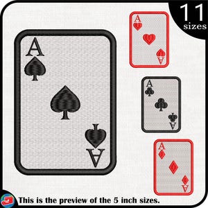 As du poker - dessins pour machine à broder fichier graphique numérique au point téléchargement immédiat usage commercial diamants coeur pique 129e