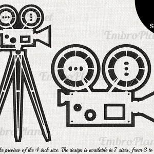 Cinema Camera Designs for Embroidery Machine Instant Download digital file stitch sign icon symbol pattern cartoon movie film video 1179e image 1