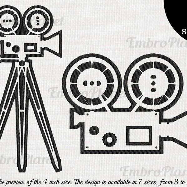 Cinema Camera - Designs for Embroidery Machine Instant Download digital file stitch sign icon symbol pattern cartoon movie film video 1179e