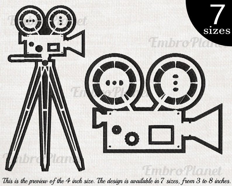 Cinema Camera Designs for Embroidery Machine Instant Download digital file stitch sign icon symbol pattern cartoon movie film video 1179e image 1