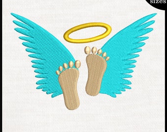 Baby Feet Angel Wings - Design for Embroidery Machine Instant Download digital embroidering files stitch cartoon pattern leg 998e