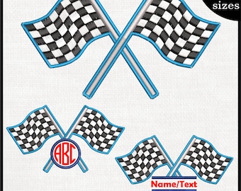Checkered Race Flags Embroidery Design – Instant Download (7 Sizes)
