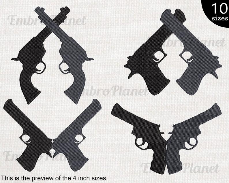 Crossed Guns Designs for Embroidery Machine Instant Download Etsy