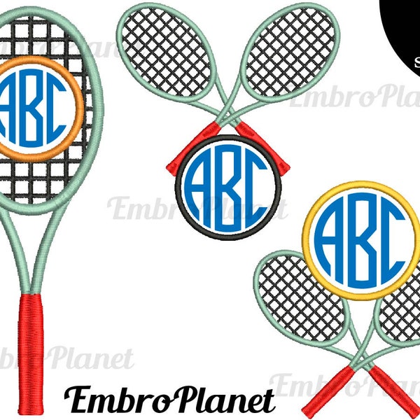 Tennis Racquets - Designs for Embroidery Machine Instant Download Digital File stitch racket icon symbol sign name frame 669e