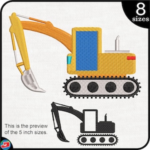 Construction Excavator - Design for Embroidery Machine Instant Download digital embroidering files stitch excavation loader yellow 85e
