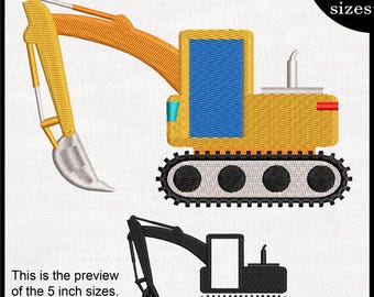 Diseño de bordado de excavadora de construcción – Descarga instantánea (8 tamaños)