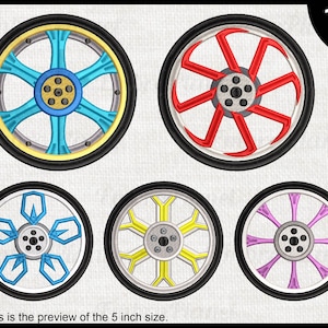 Pneumatici e cerchi - Disegni per Macchina da ricamo Download istantaneo file di ricamo digitali cucire ruote auto da corsa ruota tuning 693e