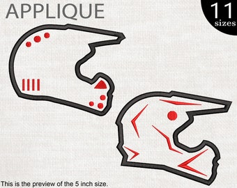 Applique Motocross Helmet Embroidery Designs – 11 Sizes (Digital Download)