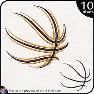 Puede incluir: Archivo de bordado de diseño de baloncesto negro y naranja, disponible en 10 tamaños.