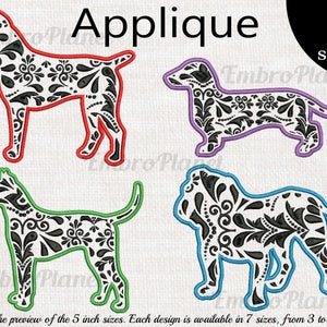 Applique Zentangle Dogs - Design for Embroidery Machine Instant Download digital file stitch sign symbol icon pattern cartoon house pet 928e