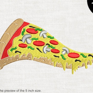Pizza Scheibe - Design für Stickmaschine Instant Download digitale Stickdatei Stickdatei Maschen Cartoon Essen Scheibe Pepperoni 1e