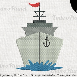 Battleship - Design for embroidery machine, Instant Download digital file stitch icon sign symbol pattern cartoon ship military navy 803e