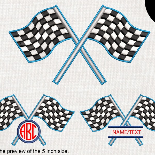 Crossed Flags - Design for Embroidery Machine Instant Download digital embroidering file stitch cartoon set flag race car checkered 1573e